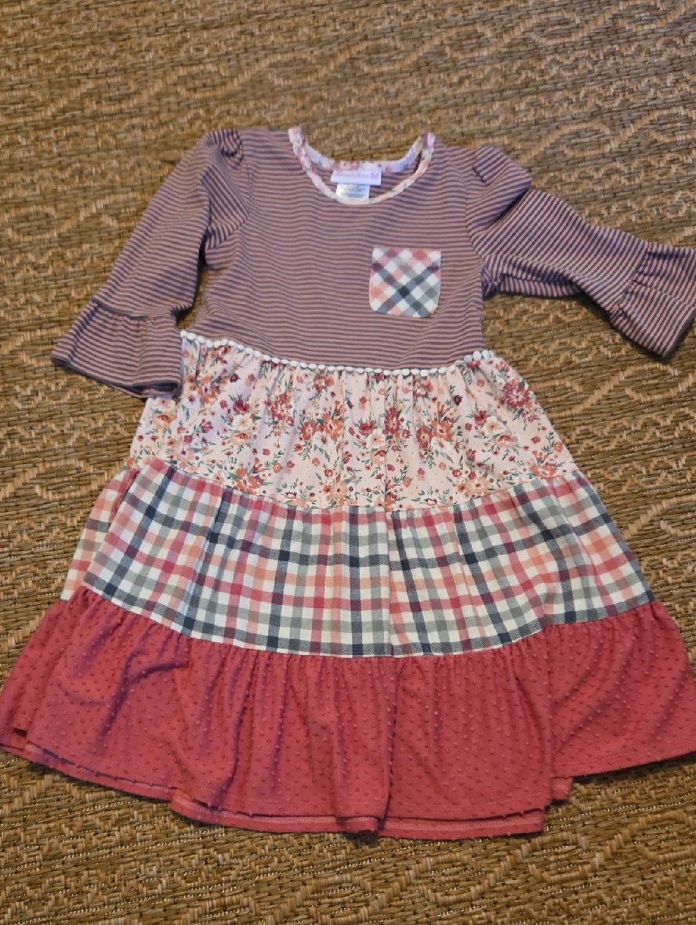 Bonnie Jean | Striped & Plaid Tiered Dress